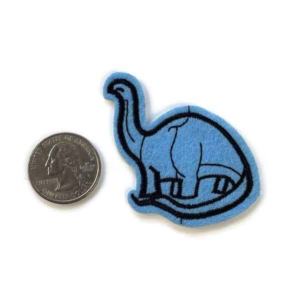 Blue Brachiosaurus Felt Embroidered Patch - Picture 2 of 3